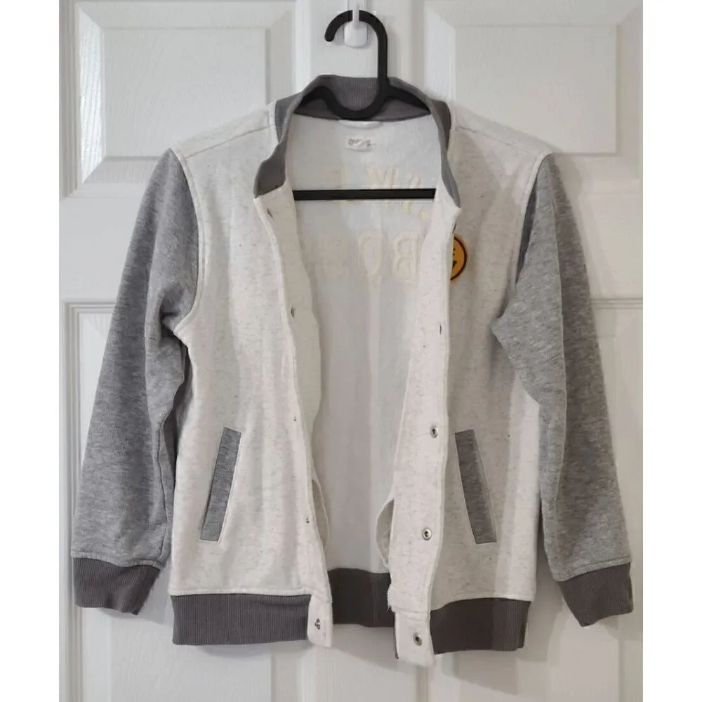 🙂 Gymboree Boy's Like A Boss Varsity Long Sleeve Smile Snap Sweat Jacket Size M